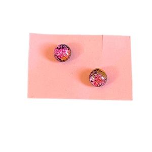 Pink Metallic Post Stud Earrings